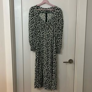 Reformation long sleeve green and white floral dress. Size 8